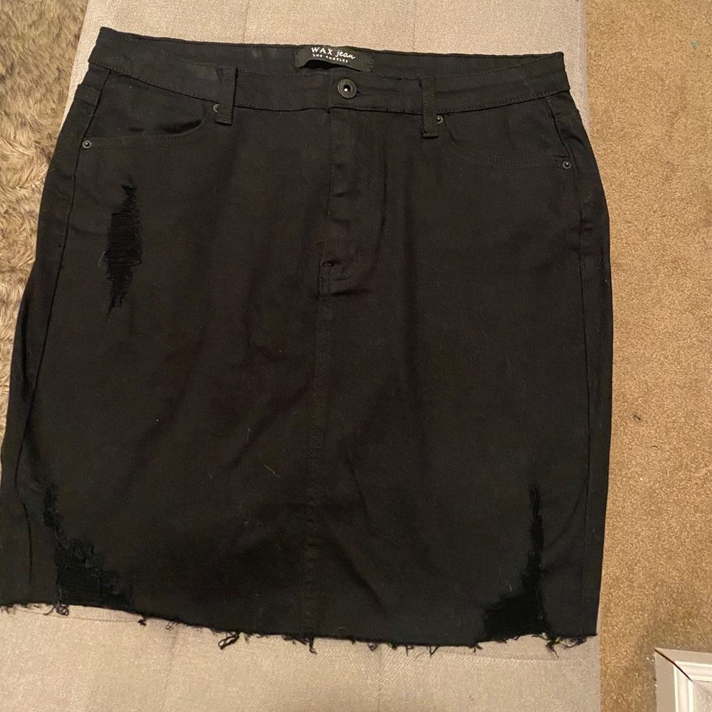 Black distressed Jean skirt
